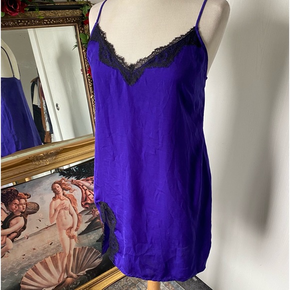 Urban Outfitters Out From Under deep purple / royal blue black lace slip dress - Picture 14 of 14